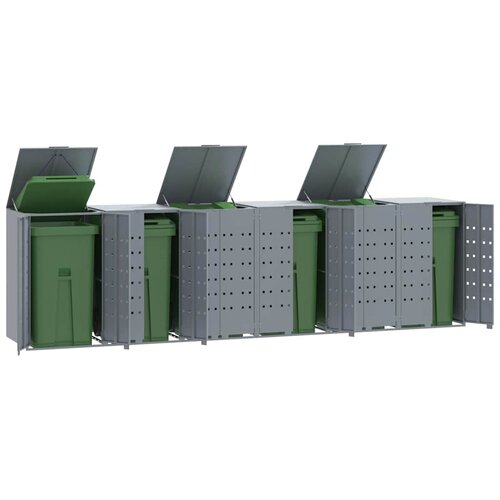  Spremi&scaron;te za 6 kanta za otpad sivo 414 x 79 x 117 cm čelično Cijene
