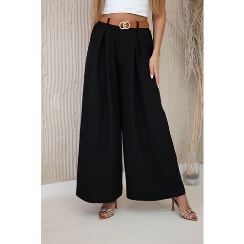 Kesi Włoski Wide-leg belted trousers black Cijene