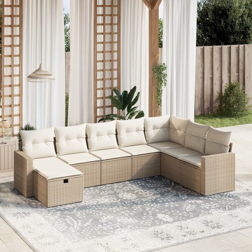 VidaXL 8-dijelni set vrtnih sofa od poliratana s jastucima bež Slike