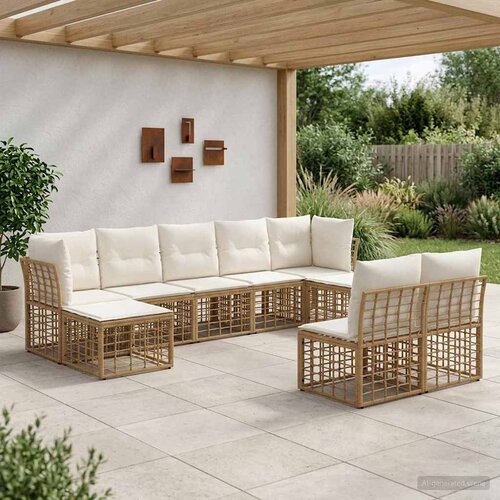  Set vanjskih sofa Prirodna i krema bijela Poliester Cene