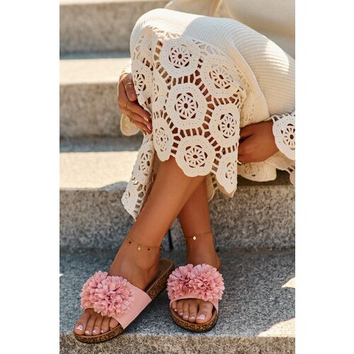 EVENTO Slippers On The Cork Sole Pink Flowerbomb Cene