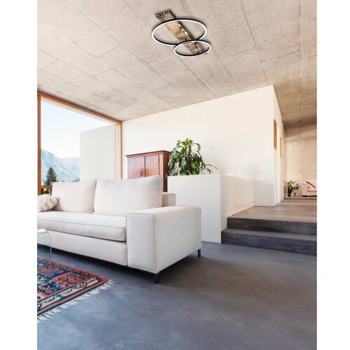 Eglo Boyal LED stropna svetilka (24 W, 78 x 40 x 9 cm, Črne barve/lesrustikal, Topla bela, &amp;Scaron;tevilo svetlobnih elementov: 2 kos) Slike
