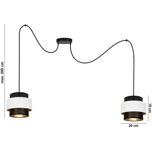  Visilica na sajli NESS 2xE27/60W/230V pauk crna/bela Slike