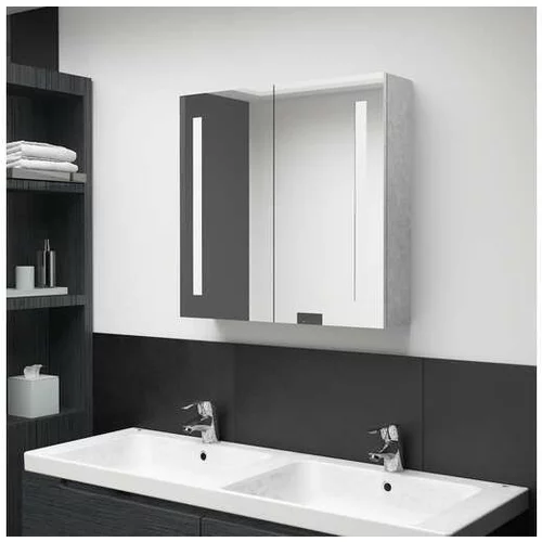  LED kopalniška omarica z ogledalom betonsko siva 62x14x60 cm