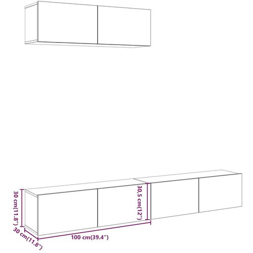  3-dijelni zidni TV ormarić Artisan hrast 100x30x30 cm Slike