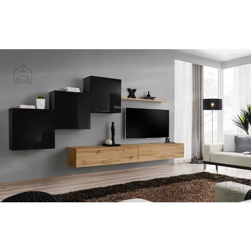 ASM Meble Dnevni TV regal Switch X 330 cm - črn/votan