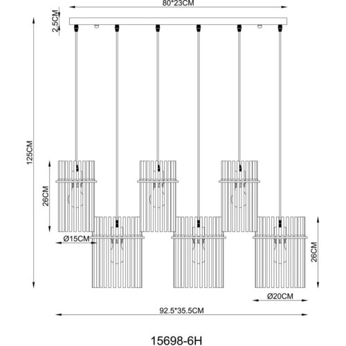 Globo viseča svetilka gorley 92,5/35,5/125 cm E27 Slike
