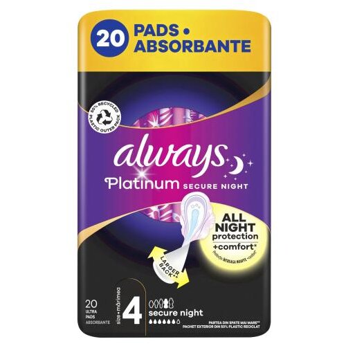Always Platinum Secure Night Size 4 vložki za noč 20 kos Cene