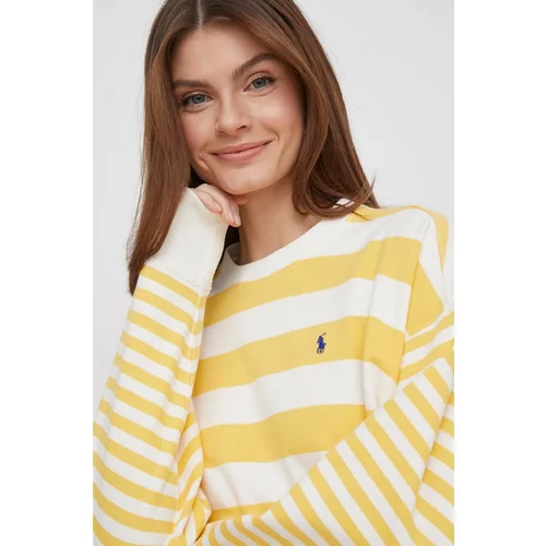 Polo Ralph Lauren Bombažen pulover ženska, rumena barva