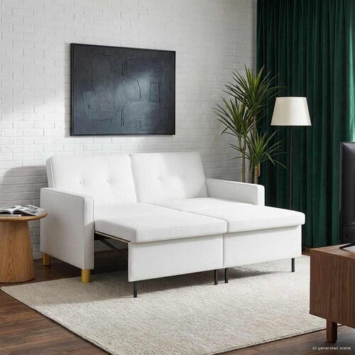  Krevet-sofa na razvlačenje Bijela Tkanina Cijene