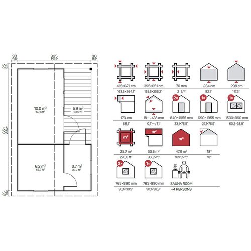 Male kuće Sauna kućica SAUNA RISTO 415 &amp;times; 671 cm sa &amp;scaron;indrom Slike
