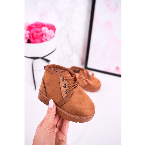 Kesi Children's Lace-up Snow Boots Insulated With Fur Brown Hunter Cene