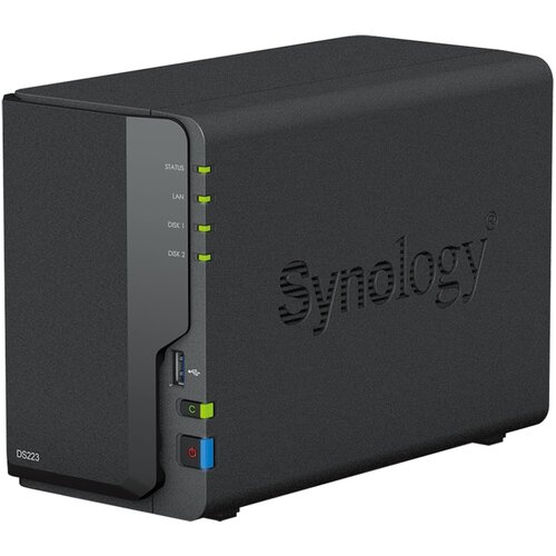 Synology DiskStation DS223, Tower, 2-bays 3.5&amp;#039;&amp;#039; SATA HDD/SSD, CPU 4-core 1.7 GHz, 2 GB DDR4 non-ECC, RJ-45 1GbE LAN Port, 3 x USB 3.2 Gen 1 Port, 1.28 kg, 2y - DS223 Slike