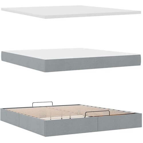 VidaXL Otomanski krevet s madracem svijetlosivi 180x200cm od tkanine Slike