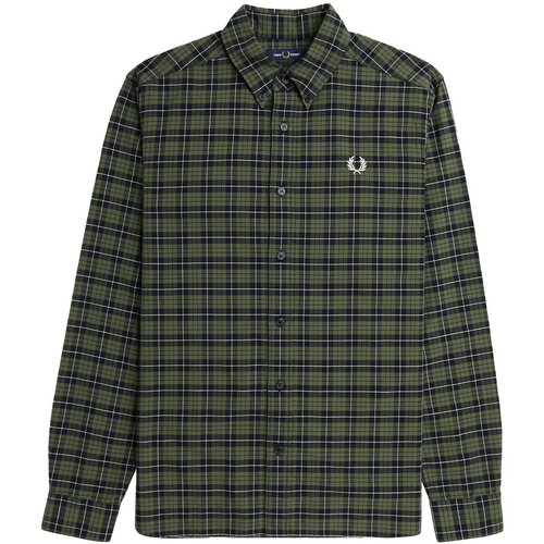 Fred Perry Srajce z dolgimi rokavi Fp Tartan Oxford Shirt Zelena Slike