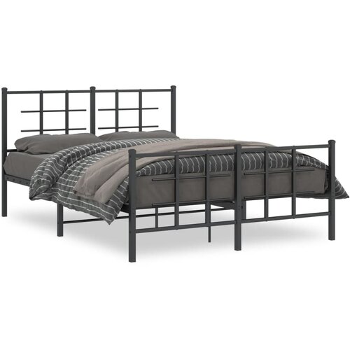 VidaXL Metalni okvir kreveta uzglavlje i podnožje crni 140x190 cm Slike