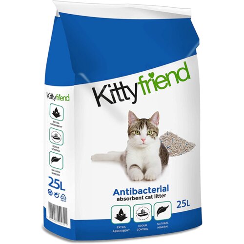Sanicat Negrudvajući posip za mačke od prirodne gline KittyFriend absorbent, 30 l Slike