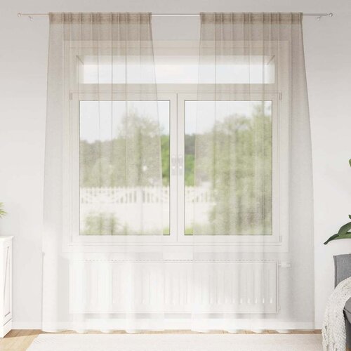 Voile zavjesa sa zavjesama 2 pcs Pijesak 245 x 140 cm Poliester Cijene