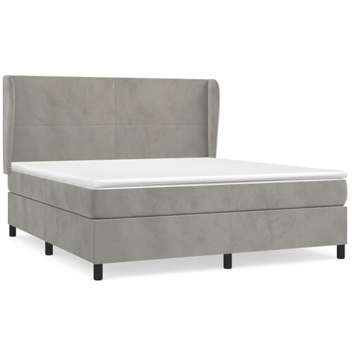 Maison Chic Box spring postelja - Vzmetna postelja z vzmetnico svetlo siva 160x200 cm žamet SL21973, (21892328) Cene