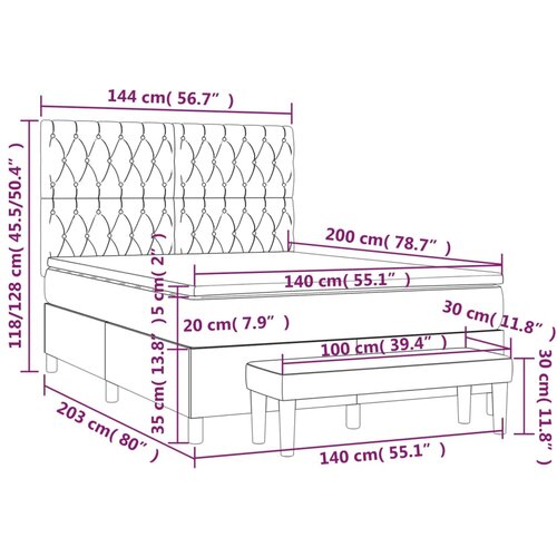  Krevet s oprugama i madracem plavi 140x200 cm od tkanine Slike