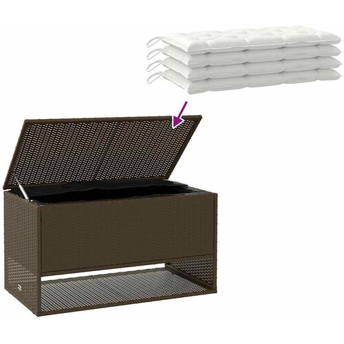 Vanjska kutija za jastuke smeđa 100x55x55,5 cm poli ratan Slike