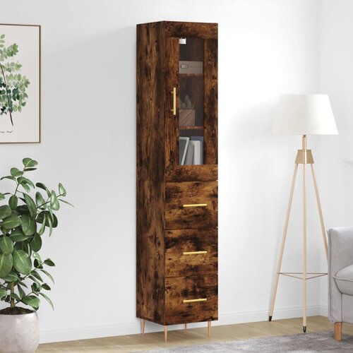  Visoka komoda dimljeni hrast 34,5x34x180cm konstruiranog drva Cijene