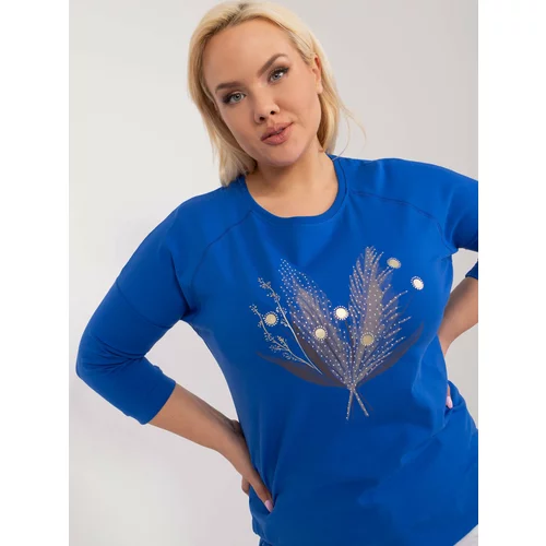 Fashion Hunters Plus size cobalt blue blouse with 3/4 sleeves