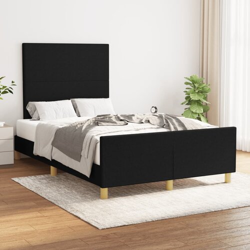 The Living Store Posteljni okvir z vzglavjem črn 120x200 cm blago - Posteljni Okvir Z Vzglavjem, (21525203) Slike