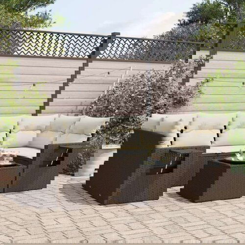 vidaXL 7-dijelni set vrtnih sofa od poliratana s jastucima smeđi Cijene