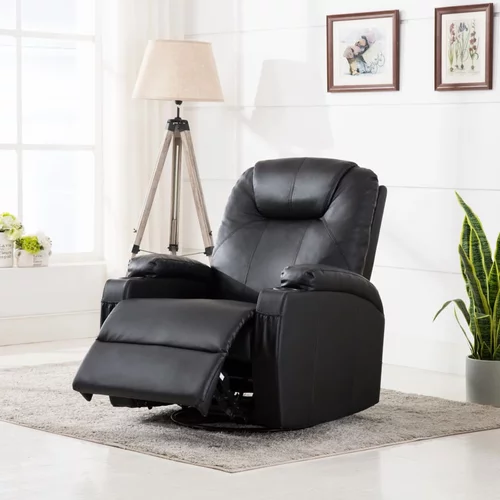  Ljuljajuća masažna fotelja od umjetne kože crna