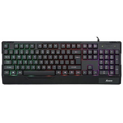 X Wave XL 01 tastatura gejmerska sa RGB pozadinskim osvetljenjem crna USA slova Slike