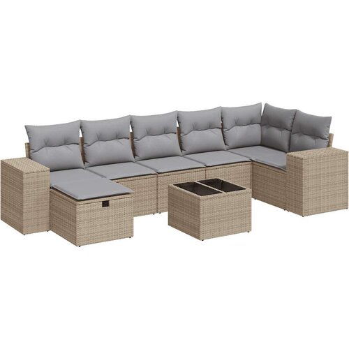 vidaXL 8-dijelni set vrtnih sofa od poliratana s jastucima bež Cijene