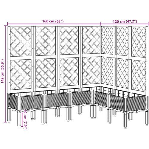  Vrtna sadilica s re&amp;scaron;etkom svjetlosiva 160x120x142 cm PP Slike
