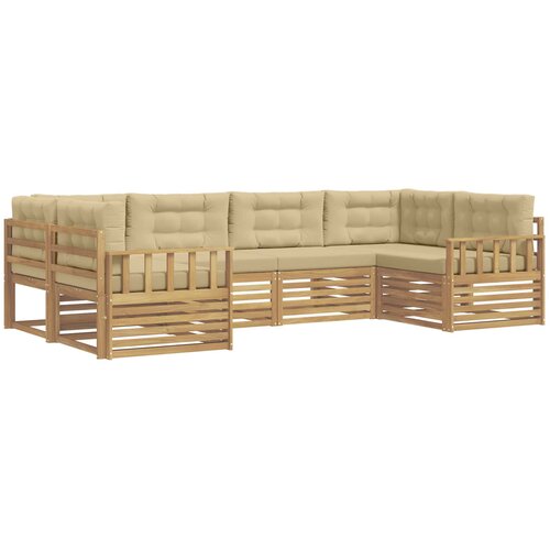 vidaXL Zunanja garnitura za sedenje z blazino 6 pcs Bela in bež, (5000282292) Cene