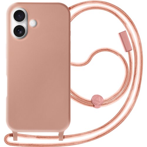AVIZAR Šampanjsko rožnato ohišje s silikonsko vrvico za mehak dotik za iPhone 16 Plus, Šampanjec roza, (5000013830) Cene