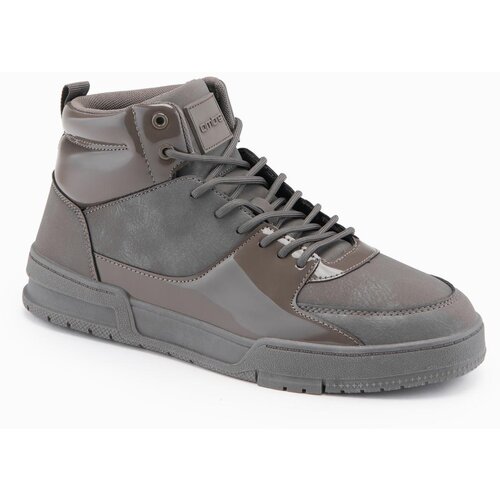 Ombre Men&amp;#039;s high boots sneakers with shiny elements - brown Slike
