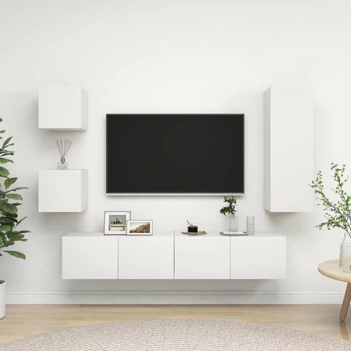  Komplet TV omaric 5-delni bela iverna plošča, (20914505)