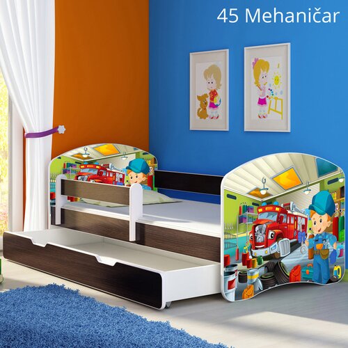  Dječji krevet ACMA s motivom, bočna wenge + ladica 140x70 cm 45 Mehaničar Cijene