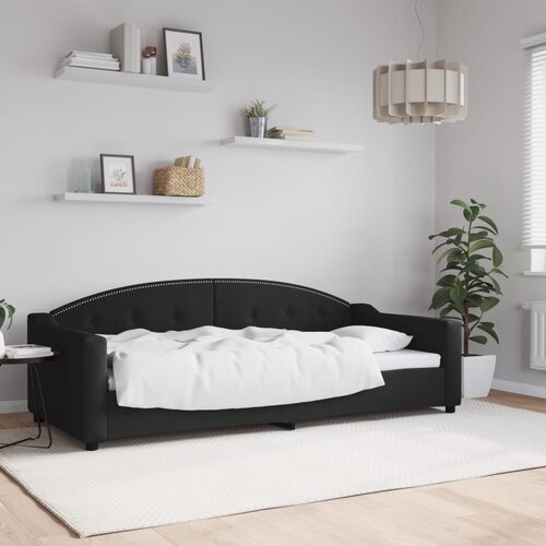  Dnevni krevet crni 90 x 200 cm od tkanine Slike