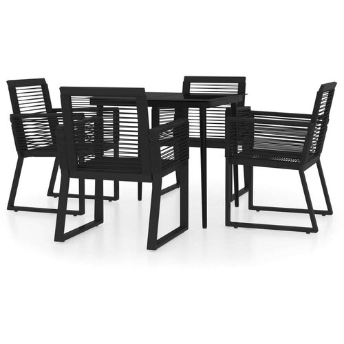  5-dijelni vrtni blagovaonski set crni Cijene