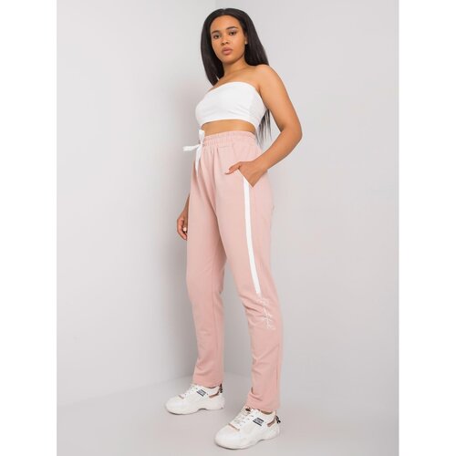 Fashion Hunters Dusty pink plus size sweatpants with a print Slike