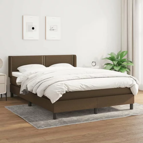  Box spring postelja z vzmetnico temno rjava 140x200 cm blago, (20791460)