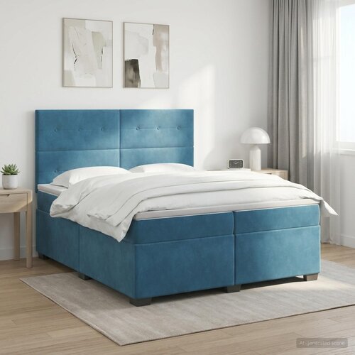  Boxspring krevet s madracem Plava 200 x 200 cm Baršun Cene