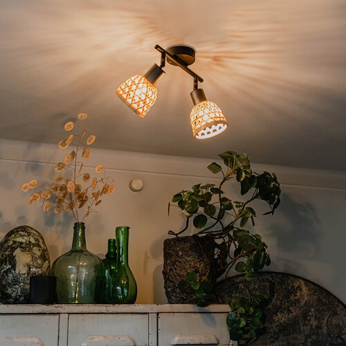 QAZQA Oriental spot črna z bambusom 2-lights - Rayan Cene