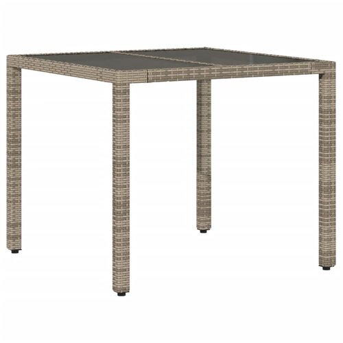  3-dijelni vrtni blagovaonski set s jastucima poliratan i staklo Siva 90 x 90 x 75 cm Slike