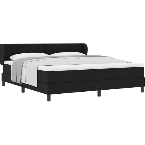 vidaXL Box spring krevet s uzglavljem Crna 180 x 200 cm tkanina - Crna 180 x 200 cm Dizajn s rombovima Cene