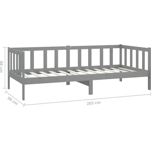  Dnevni ležaj s madracem 90 x 200 cm sivi od masivne borovine Slike