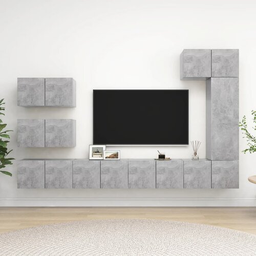  8-dijelni set TV ormarića siva boja betona konstruirano drvo Slike