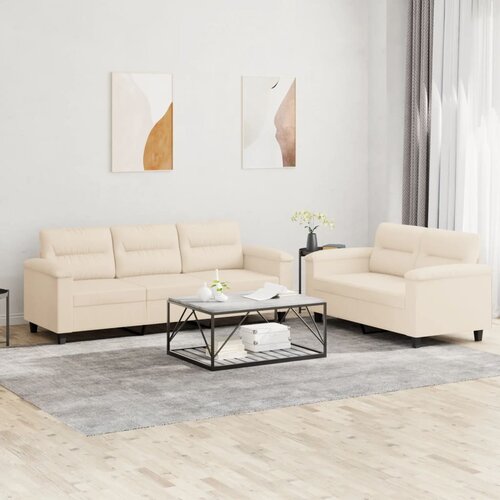  2-dijelni set sofa s jastucima krem od mikrovlakana Cijene