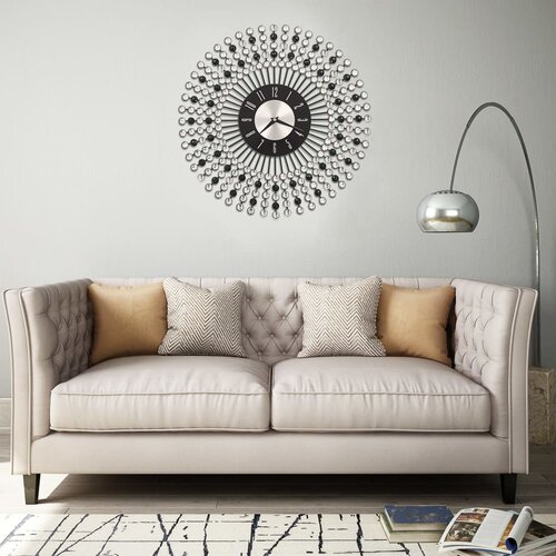 VidaXL Zidni sat metalni 43 cm crni Slike